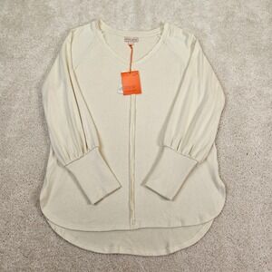 NWT's Knox‎ Rose Cream V Neck Long Sleeve Gathered Cuff Sweater Top Women Size S